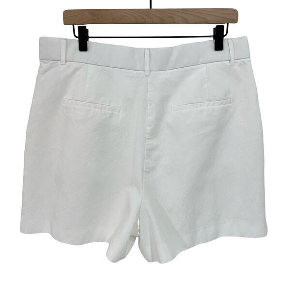 Zara White High Rise Linen Blend Pleated Bermuda Shorts Size XXL - Picture 6 of 6
